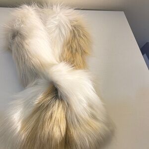 Fabulous Furs Elegant Faux Fur Scarf in Cream and Brown